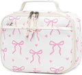 LOIDOU Insulated Lunch Bag for Kids Girls, Cute Bow Insulated Lunch Box Bag for Toddler, Womens Small Lunch Tote, Lunch Box Containers for School Work Picnic, Pink