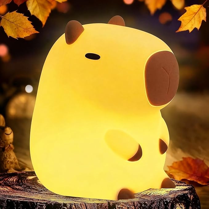 YR YRHH-PET Capybara Cute Night Light, Squishy Capybara Lamp Fun Gift, Rechargeable Dimmable Silicone Touch Nightlight For Kid, College White Elephant Gifts, Capibara Stuff Toy, Baby Nursery LED Décor