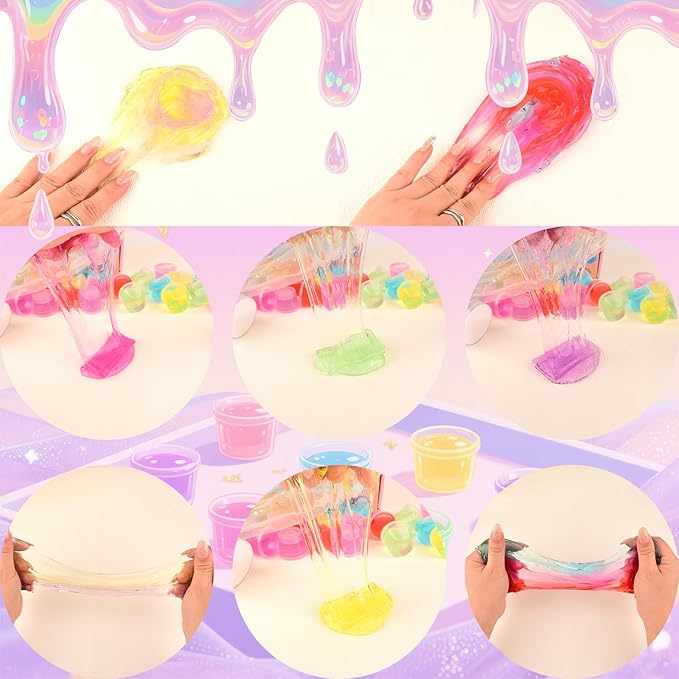 24 Pack Mini Slime,Clear Slime Party Favors,Non-Sticky, Soft & Stretchy Slime Kit for Classroom Rewards,Christmas Stocking Stuffers, Goodie Bag Stuffers,Easter Basket Stuffers for Kids Boys Girls
