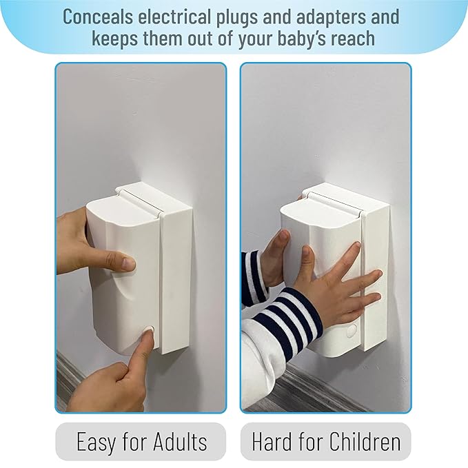 Bates- Baby Safety Outlet Cover Box, 4 Pack, White, Outlet Covers Baby Proofing, Plug Covers for Electrical Outlets