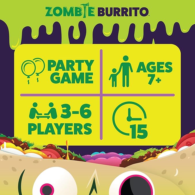 Exploding Kittens Zombie Burrito 3-6 Players - Ages 7+ - 15 Minutes to Play - Dodgeball Zombie Card Game - Party Game, Family Game Night, Kid and Adult Card Game
