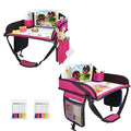 2Pcs ‎Kids Travel Tray, Kids Travel Trays for Car Seat, Road Trip Essentials for Toddler, Carseat Lap Tray with Dry Erase Board & Storage Organizer for Road Trip Activities for Kid, Pink