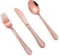 LIANYU 12-Piece Kids Copper Silverware Set, Stainless Steel Toddler Utensils, Hammered Metal Preschooler Flatware Cutlery Set, Children Tableware Includes Knives Forks Spoons, Dishwasher Safe