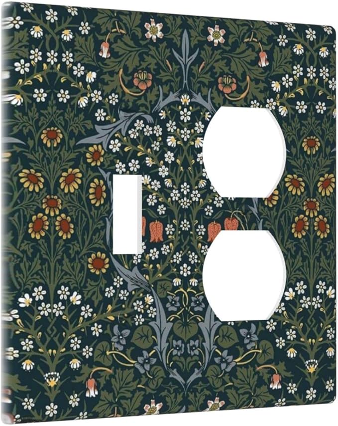 Wallplates Colorful Floral Boho Flower Plant Leaf 1 Toggle 1 Duplex Switch Plate Electrical Gfci Faceplate Decorative Light Switch Covers For Bed Room Living Room Decor