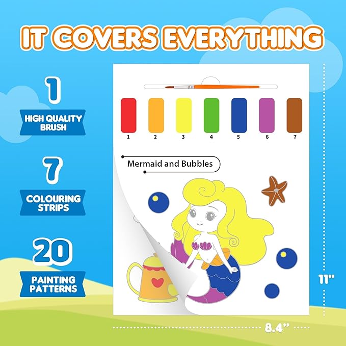 YPLUS Paint with Water Books for Toddlers, Art Craft Toys Watercolor Painting Paper, Gift for Kids Ages 1-3, 2-4, 4-6, Drawing with Brush - 5 Themes