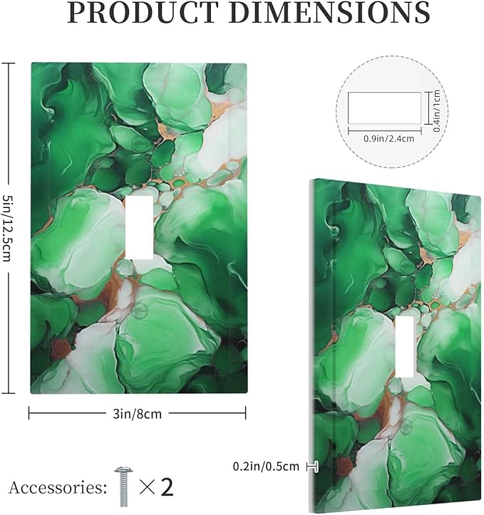 Decorative Light Switch Cover Plate Abstract Luxury Emeralds Green Gold MarbleTextures 1 Gang Wall Plate Oversized Single Toggle Wall Cover Plate Jumbo Electrical Switchplate Face Plate