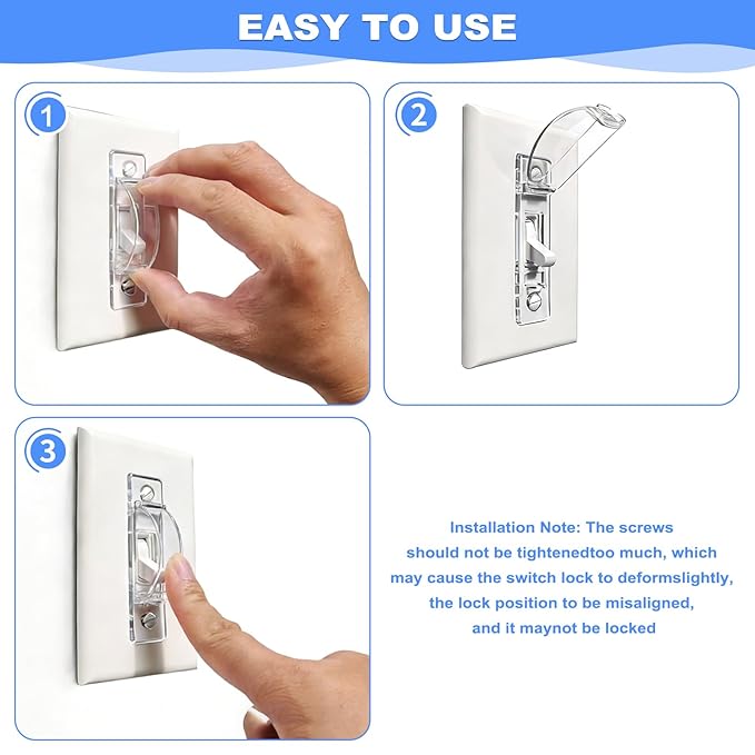 Light Switch Guard, 4 Pack Clear Light Switch Lock, Light Switch Cover Guard, Child Proof Light Switch Cover, Prevent Children and Adults from Accidentally Turning Your Lights on or Off