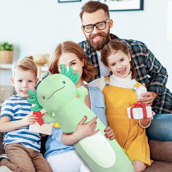 Dalmao 36" Giant Green Axolotl Stuffed Animal, Cute Soft Long Axolotl Plush Large Body Pillow Big Squishy Plushies Toy, Gift for Kids, Boys, Birthdays