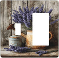 Rustic Flowers Lavender Purple Floral Oil Painting Outlet Covers 1 Toggle 1 Rocker Combination Decorative Wall Plate Electrical Switch Plates Light Switch Cover Plate for Farmhouse Bedroom Decor