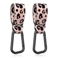 Baby Stroller Hooks for Hanging Bags, Universal Stroller Clips Accessories, Mommy Hook for Diaper Bag, Shopping Cart, Purse, Backpack - 2 Pack, Leopard Spots