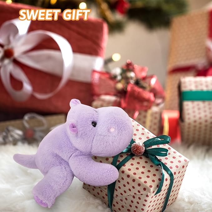 PEACH CAT Hippo Stuffed Animal Cute Hippopotamus Plushies Small Plush Toys Gifts for Kids Purple