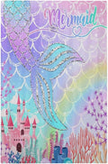 Silvery Glitter Cute Mermaid Tail Fantasy Castle 1 Gang Light Switch Covers No Device Wall Plate Decorative Blank Switchplate Electrical Faceplate for Kidroom Nursery Girlroom Bedroom Decor