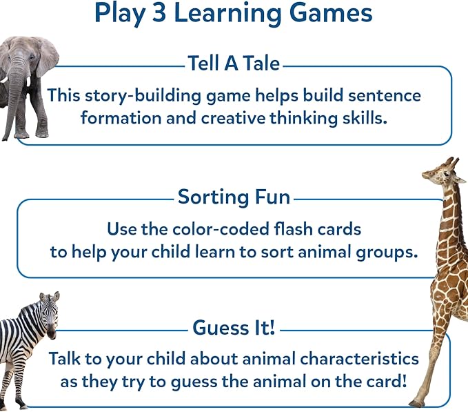Skillmatics Thick Flash Cards for Toddlers - First 100 Animals, Montessori Toys, Preschool Learning Activities, Learning Aids, Gifts for Kids Ages 1, 2, 3, 4 Years
