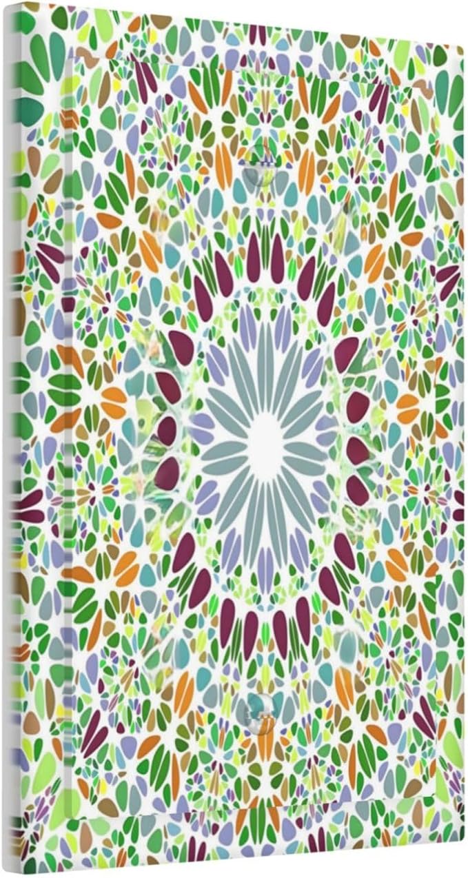 Mandala Flower Abstract Round Mosaic Floral Light Switch Cover Plate 1 Gang No Device Blank Electrical Wall Plates Faceplate Decorative Switch Plate for Bedroom Living Room Decor