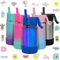 CHILLOUT LIFE 12 oz Kids Insulated Water Bottle for School with Straw Lid Leakproof and Cute Waterproof Stickers, Personalized Stainless Steel Thermos Flask Metal Water Bottle, Dishwasher Safe Color