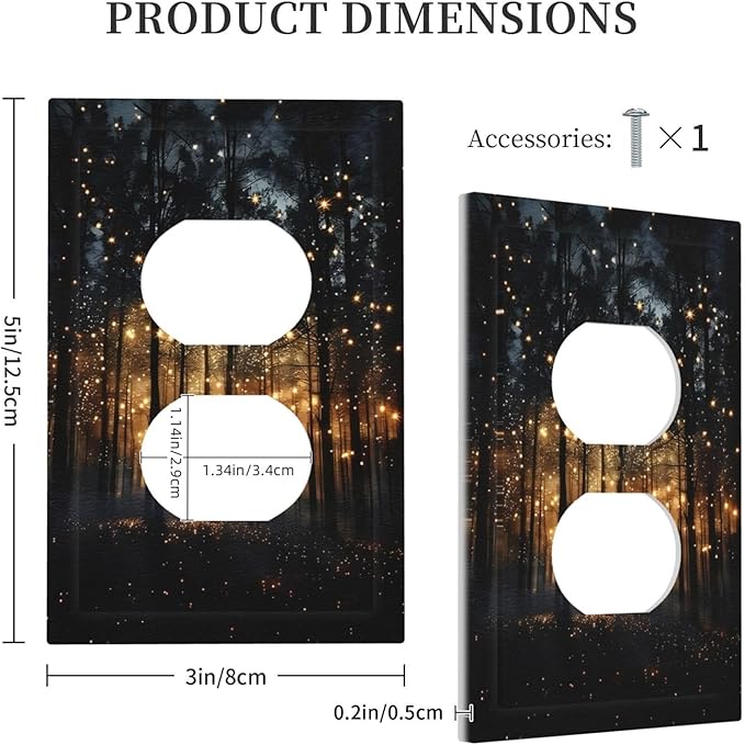 Whimsical Nature Enchanted Forest Landscape Outlet Covers 1 Gang Duplex Light Switch Cover Decorative Switch Plates Electrical Receptacle Faceplate Wall Plate for Bedroom Living Room Decor