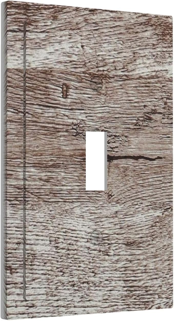 Light Switch Cover Plate Rustic Dark Grey Wood Plank Vintage Texture 1 Gang Wall Plate Cover Single Toggle Outlet Covers Decorative Switch Plate Covers Electrical Faceplate for Farmhouse Home