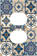 Outlet Covers Mandala Decorative Tile Talavera Moroccan Tiles 1 Gang Duplex Electrical Receptacle Faceplate Light Switch Cover Wall Plate Decorative Switch Plates for Bedroom living Room