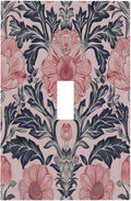 Pink Floral Vintage Botanical Boho Flower Decorative Light Switch Cover 1 Gang Single Toggle Device Electrical Faceplate Switchplates Decorator Outlet Wall Plate for Farmhouse Home Decor
