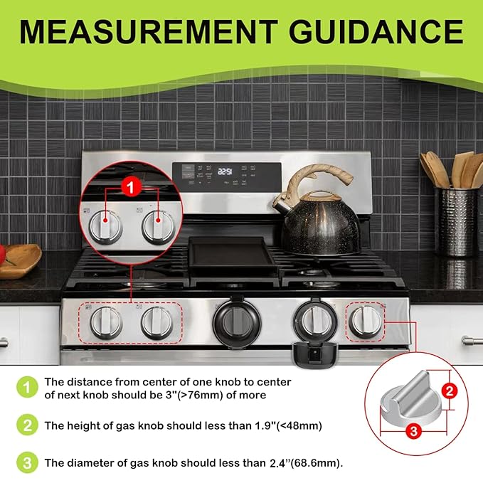 Stove Knob Safety Covers, for Knob Diameter Less Than 2.4", Press Gas Stove Knob Locks, Unlock with Two-Finger, Oven Knob Covers for Child Safety, Clear, Pack of 5
