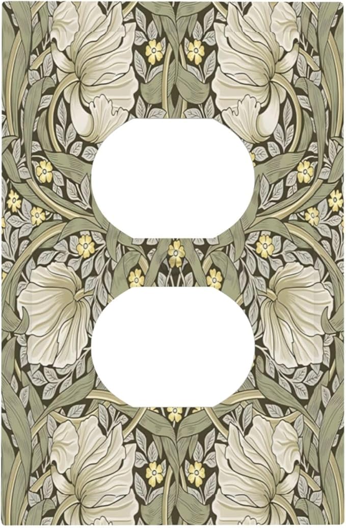 William Morris Pimpernel Flowers Plant Floral Outlet Covers 1 Gang Duplex Light Switch Cover Decorative Switch Plates Electrical Receptacle Faceplate Wall Plate for Farmhouse Living Room Decor