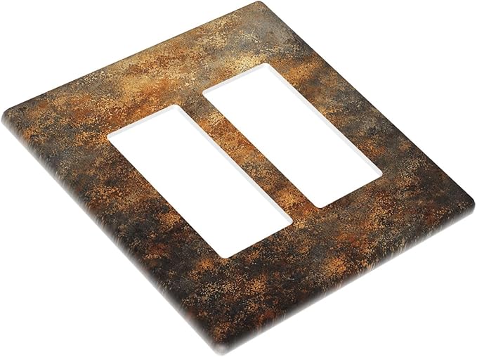 Decorative Outlet Covers Vintage Rust Pattern in Brown gold 2 Gang Light Switch Cover Plate Double Rocker Wall Plates for Electrical Outlets Switch Plate Covers for Bedroom Home Decor