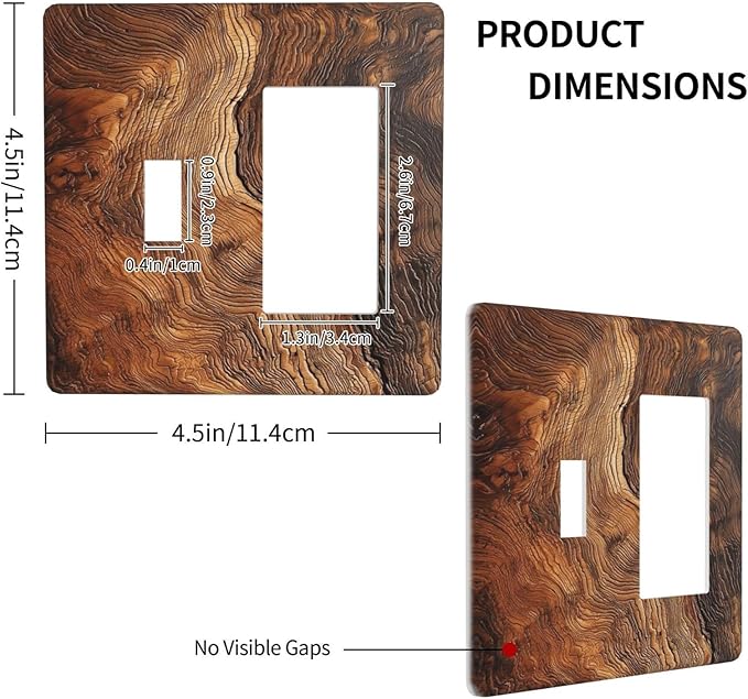 Natural Wood Grain Texture Old Tree Trunk Print Outlet Covers 1 Toggle 1 Rocker Combination Decorative Wall Plate Electrical Switch Plates Light Switch Cover Plate for Farmhouse Home Decor