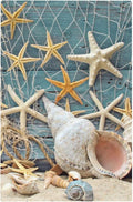 Nautical Beach Starfish Teal Wood 1 Gang No Device Wall Plate Decorative Blank Light Switch Cover Switchplate Electrical Faceplate for Bathroom Home Bedroom Art Decor