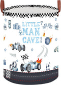 Car Themed Room Decor Laundry Basket, Kids Vintage Car Nursery Hamper,Tire Toy Box for Boys,Collapsible Clothes Book Organizer Bin for Baby,Christmas Gift(Vintage Blue,Round)
