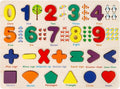 Number Puzzle Wooden Puzzles for Toddlers, Shape Learning Puzzles Toddler Toys with Puzzle Board & Letter Blocks, Preschool Educational for Girls Boys, Pattern Number