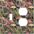 Dreamy Tropical Rainforest Colorful Mushroom Wildflower Wallplates 1 Toggle 1 Duplex Switch Plate Electrical GFCI Faceplate Decorative Light Switch Covers for Farmhouse Kids Room Decor