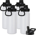 DOMICARE 16 oz Kids Water Bottle for School Stainless Steel Double Wall Vacuum Insulated Water Bottle with Straw lids & Spout Lid, Leakproof BPA Free (White,4)