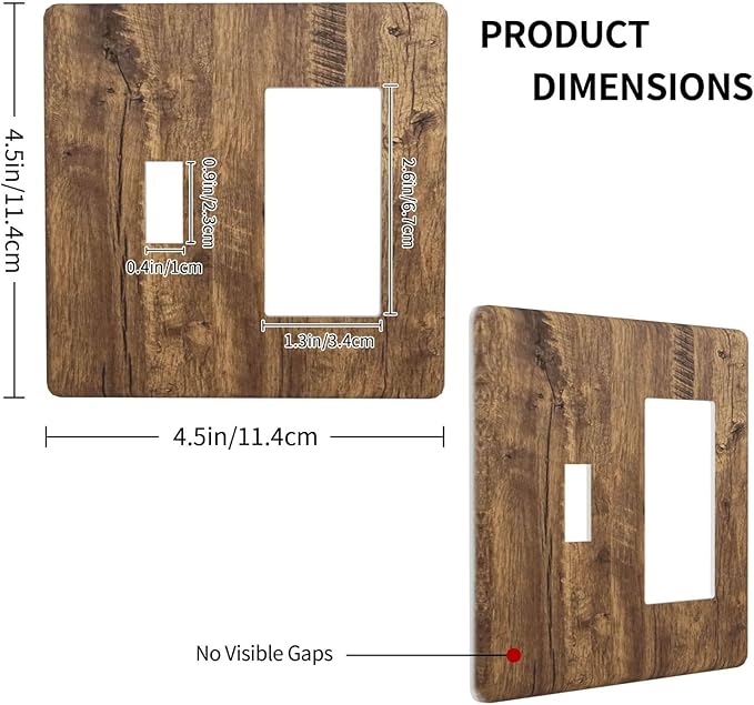 Rustic Brown Wood Distressed Wood Print Outlet Covers 1 Toggle 1 Rocker Combination Decorative Wall Plate Electrical Switch Plates Light Switch Cover Plate for Farmhouse Home Decor