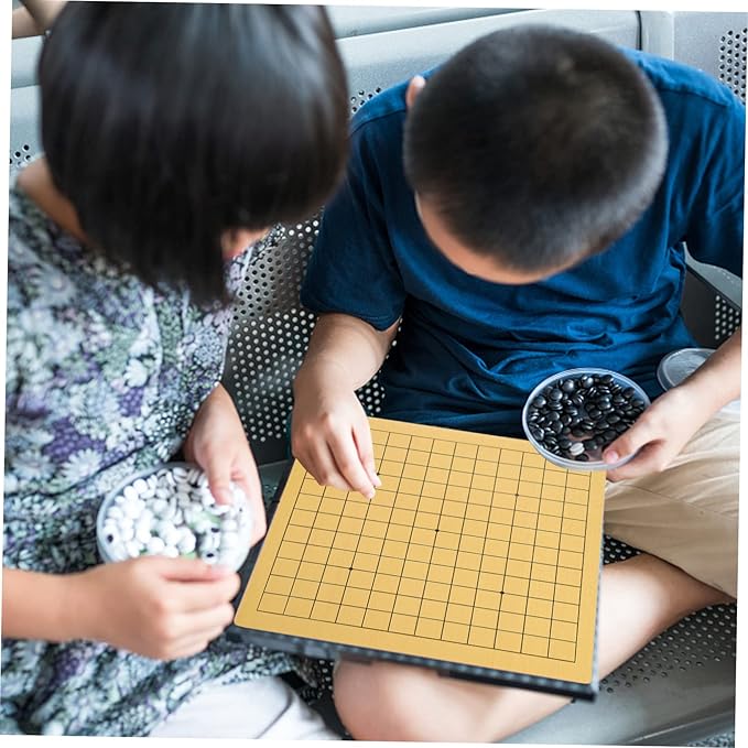 Yardwe 2PCS Wooden Set for Children Portable Folding Go Chessboard for Travel and Family Entertainment