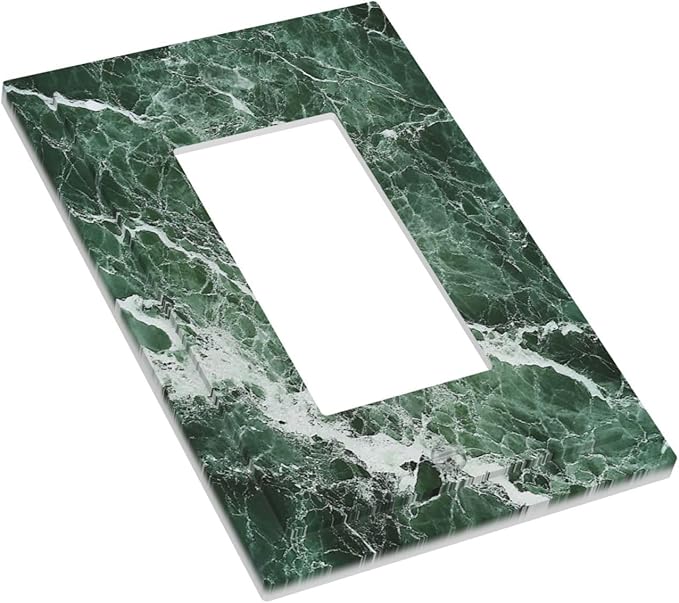 Decorative Outlet Covers Forest Marble Dark Green With White Vein 1 Gang Single Rocker Light Switch Cover Plate Wall Plates Gfci Faceplate For Bathroom Kitchen Decor
