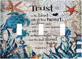 Nautical Sea Ocean Turtle Seahorse 3 Gang Light Switch Plate Decorative Triple Toggle Wall Plate Cover Electrical Faceplate for Bathroom Home Living Room Decorate