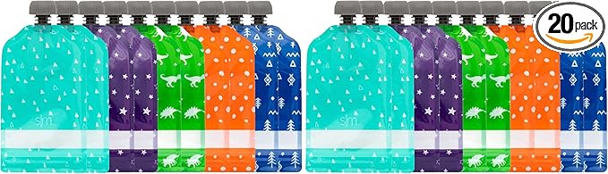 Simple Modern Reusable Baby Food Pouches for Toddlers | BPA Free Plastic, Food Safe, Freezer Safe | Refillable for Applesauce Yogurt & Puree Squeeze Pouch | | 5oz | Assorted, 10 Count (Pack of 2)