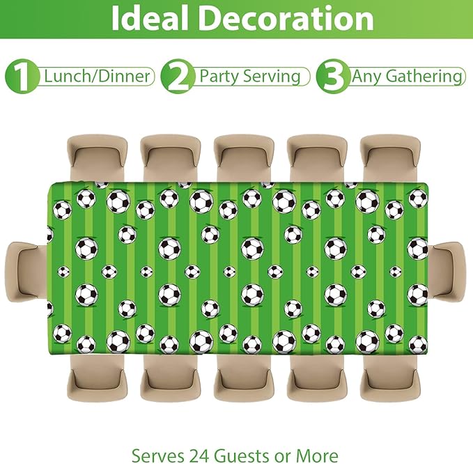 Qyeahkj Soccer Birthday Party Decoration Plates Napkins Tablecloth Supplies -Serves 24 Guests Disposable Tableware Dinnerware Favors for Boys Girls Soccer Sports Theme Baby Shower Birthday Party