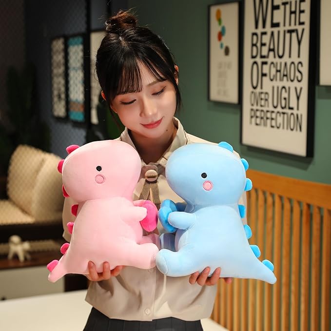SQEQE Dinosaur Stuffed Animal, Loving Soft Dino Plush Toys with Holding Heart, Sweet Romantic Anniversary Birthday Gift for Her Girls Boys Girlfriend(Blue,20 inch)