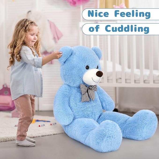 MaoGoLan Giant Teddy Bear Plush Toy - Ultra Soft & Cute Large Stuffed Animal 39 inches, Perfect for Baby Showers, Birthdays, Valentine Day Gifts (Kids, Couples, Family),Blue