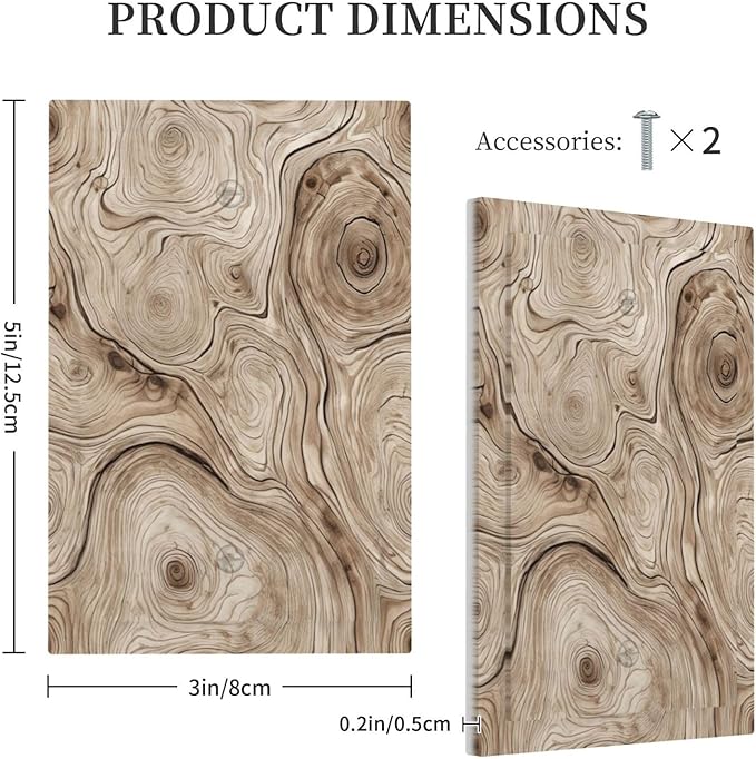 Tree Annual Rings Burl Texture Brown Wood Grain Print Light Switch Cover Plate 1 Gang No Device Blank Electrical Wall Plates Faceplate Decorative Switch Plate Covers for Farmhouse Bedroom Decor
