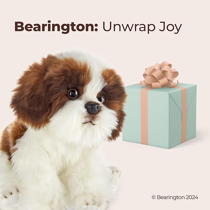 Bearington Collection Shih Tzu Stuffed Animal Plush Puppy - 13-Inch Barkston Shih Tzu - Realistic Soft & Cuddly Stuffed Dogs That Look Real - Toy Dog Yorkie Plush for Kids