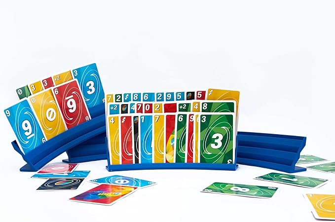 BORICO Card Holders for Playing Cards - 4 Pack Playing Card Holder for Kids and Adults,Stackable Storage Game Card Tray for Arthritis Patients with a Travel Pouch (Yellow)