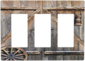 Wood Garage Barn Door Cabin 3 Gang Triple Rocker/Decorator Light Switch Wall Plate Cover Decorative Gfci Electrical Faceplate Switchplate Room Decorate