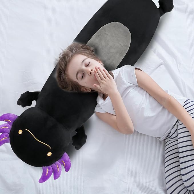 Dalmao 22inch Black Axolotl Stuffed Animal, Soft Long Pillow Doll Cute Axolotl Plush Body Pillow Plushies Toy Gift for Kids, Boys Birthday