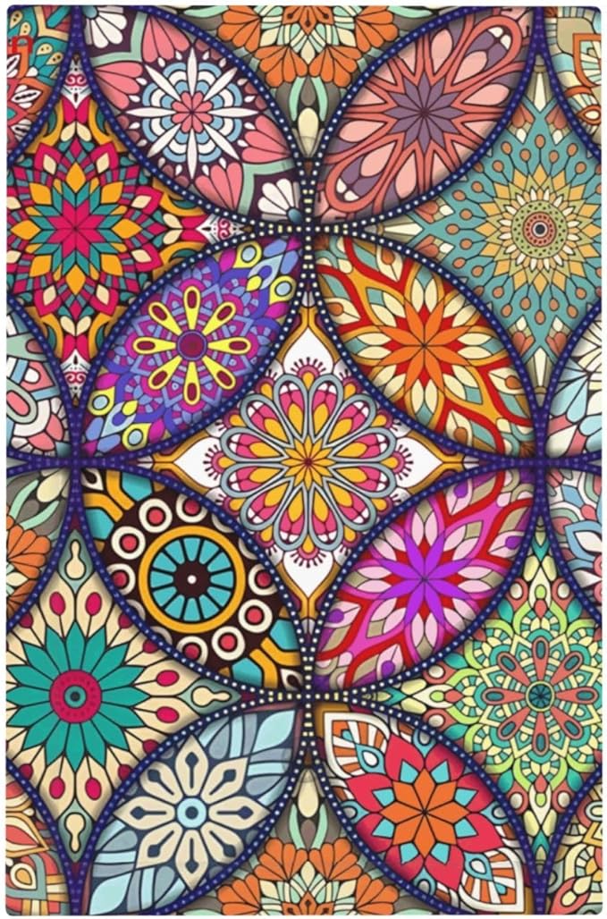 Boho Floral Pretty Colorful Mandala Flowers Light Switch Cover Plate 1 Gang No Device Blank Electrical Wall Plates Faceplate Decorative Switch Plate for Bedroom Living Room Decor