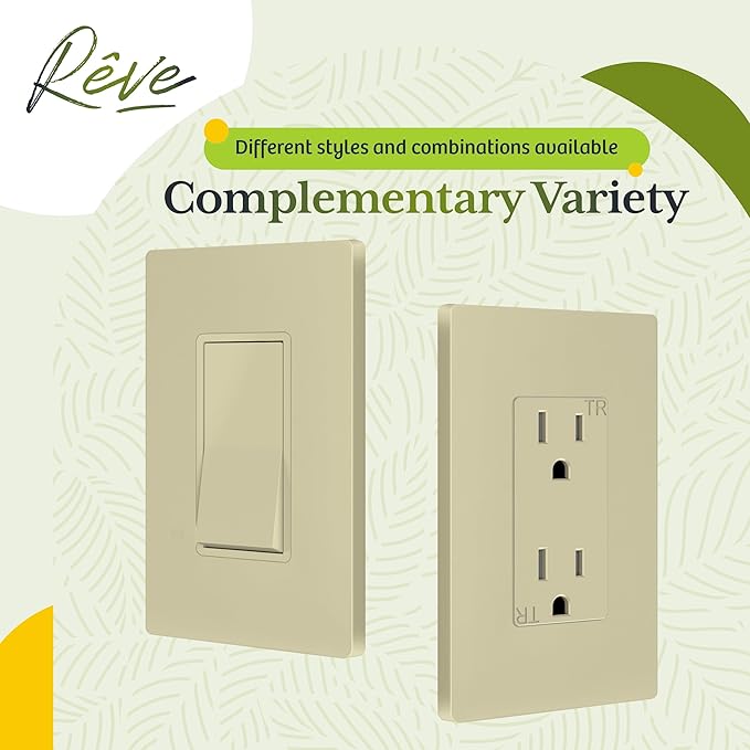 TG Screwless Decorator Wall Plates Child Safe Outlet Covers, Size 1-Gang 4.50" H x 2.75” L, Unbreakable Polycarbonate Thermoplastic, UL Listed, Glossy, Ivory (1 Pack)