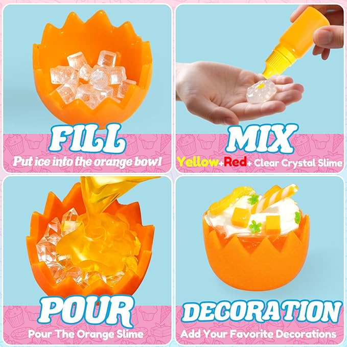 18 Minature Food Slime Kit for Girls, Mini Sweet Dessert & Drink, Arts and Crafts Set, DIY Kitchen Pretend Play Toys, Classroom Prizes Party Favors Gift for Kids Ages 8-12, NOT Edible