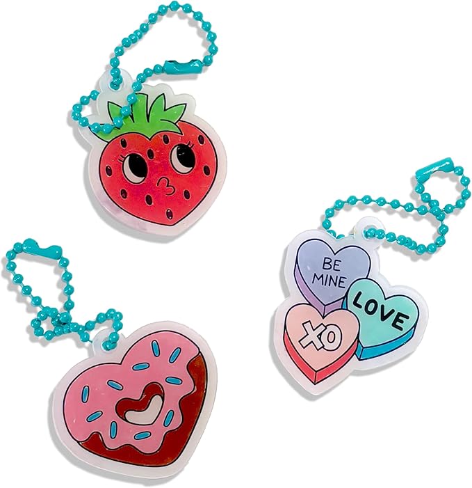 Ooly Mini Shrink-Its DIY Shrink Art Kit – 5 Pre-Cut Shrinking Plastic Charms and 5 Ball Chains, Hugs and Kisses, 10 Pc Set