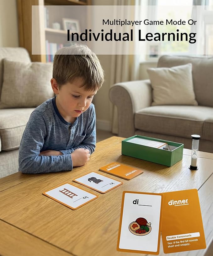 Spelling Game for Kids Ages 5-10, Phonics Game, Educational Learning Game for 1st, 2nd, 3rd, 4th Grade Teachers, Classrooms or Homeschool, Learn to Spell Words, Dyslexia Friendly Literacy Flashcards